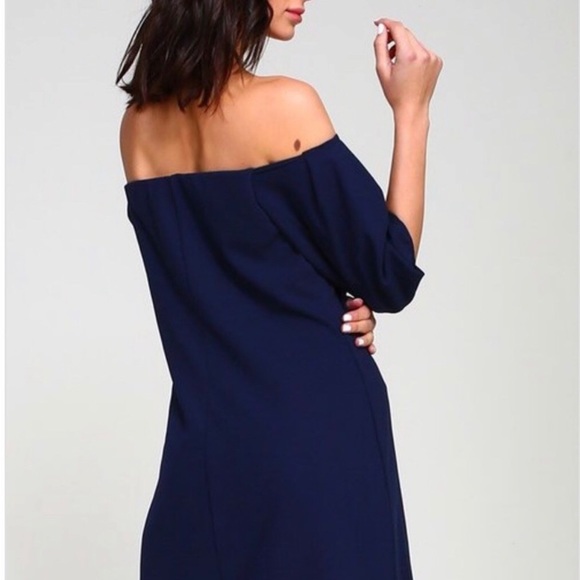 NAVY off the shoulder SHIFT  dress NEW - Picture 3 of 6